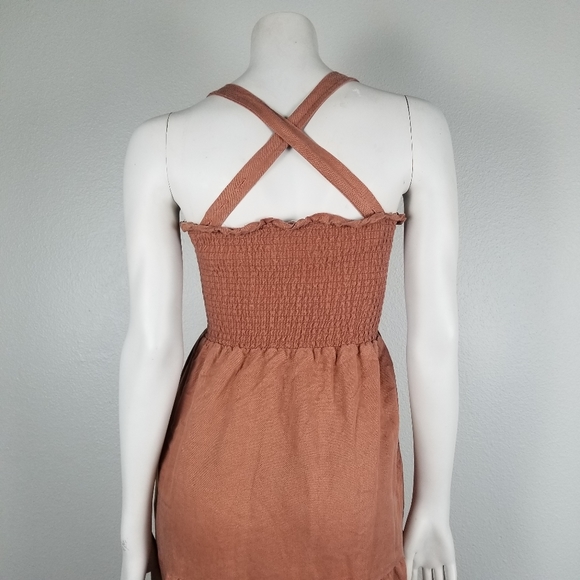Vetta The Smocked Tier Dress in New Clay Linen Tencel Blend Size XS - Picture 7 of 12